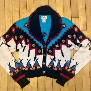 Vintage 70s western knit sweater. Marked size S.